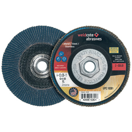 WELDCOTE Flap Disc 4 1/2 X 5/8 -11 Z-Solid Xl 80G 10302